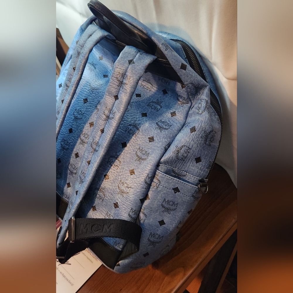 MCM Sky Blue Stark Studded Backpack in Visetos - Picture 11 of 17